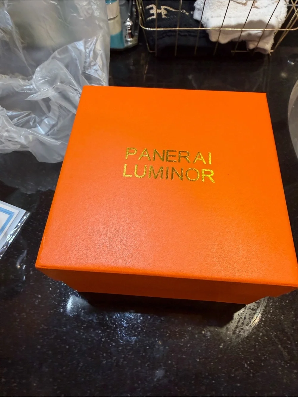 Panerai Luminor Marina Black Dial Black Leather Strap Watch